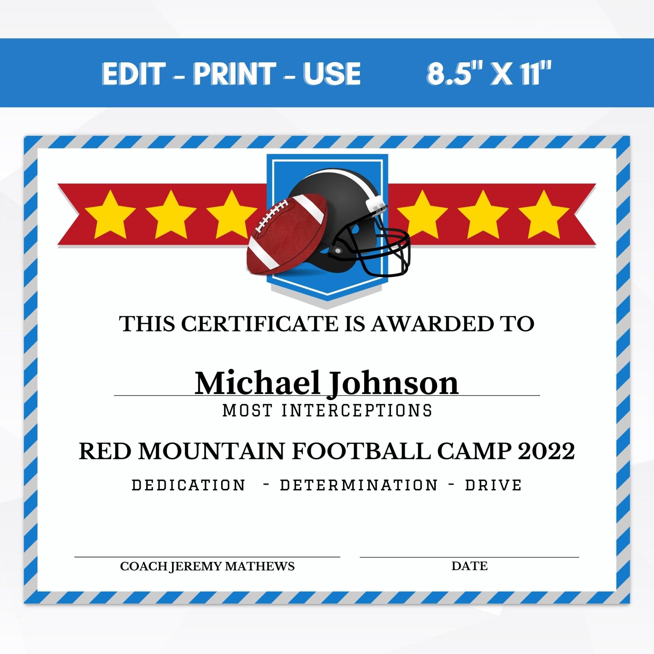 end of season football award certificate template school youth club football participation award