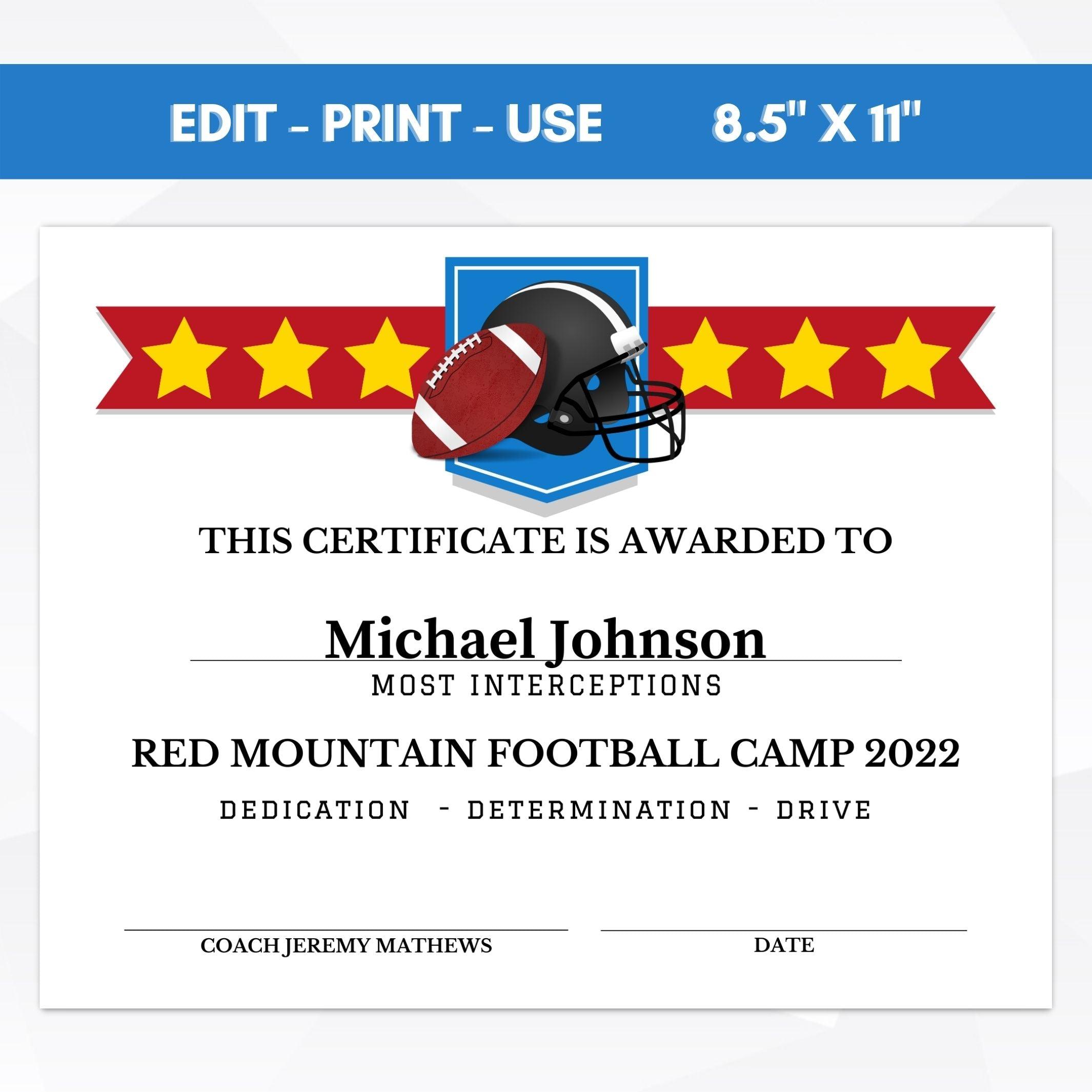 end of season football award certificate template school youth club football participation award