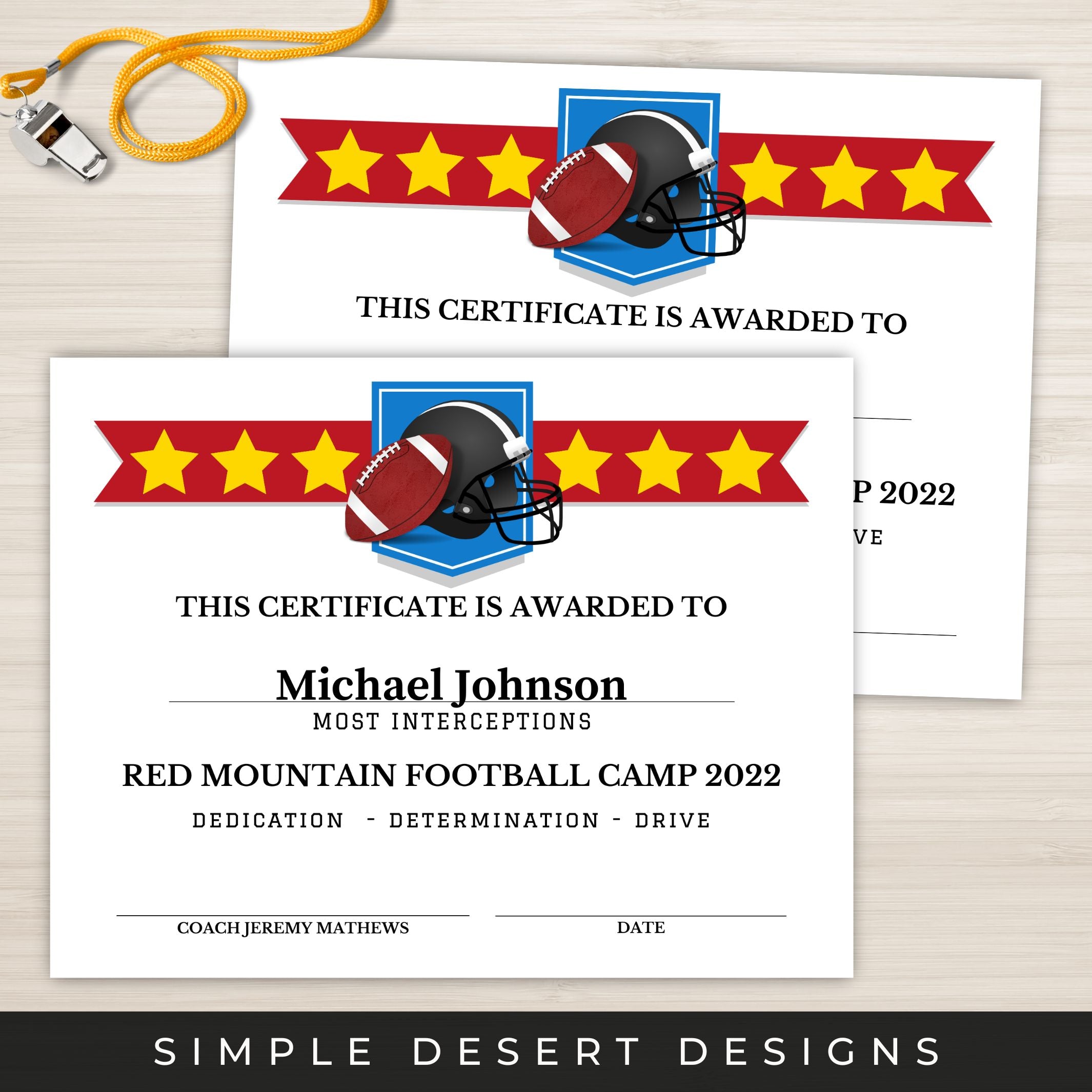 Editable Football Award Certificates
