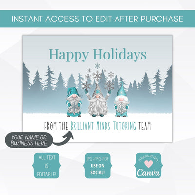 editable gnome holiday greeting card