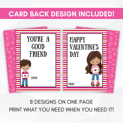 set of printable valentines cards for kids