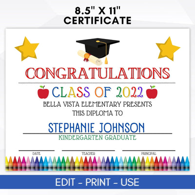 school classroom graduation certificate diploma for kindergarten graduation