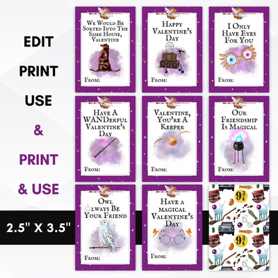 Wizard Classroom Valentines Card Set