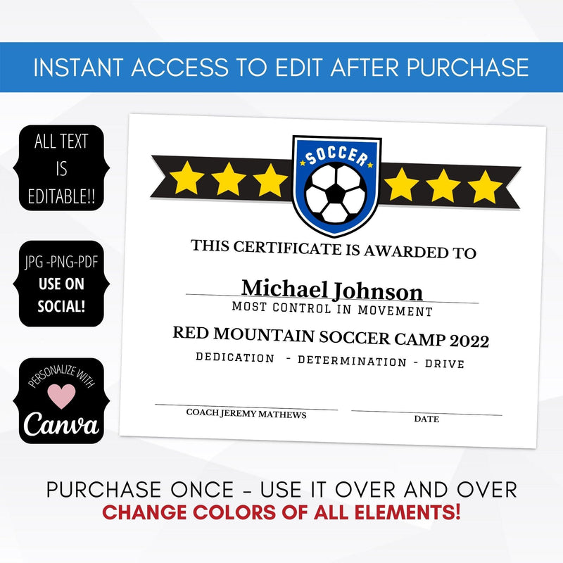 soccer award ceremony certificates printable end of season soccer