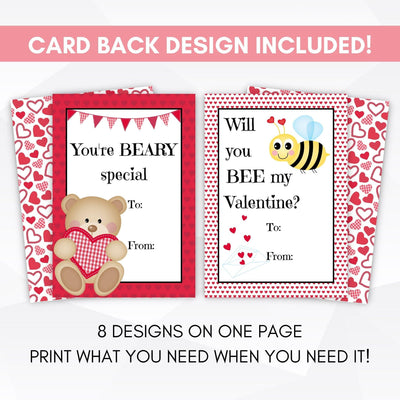 set of printable valentines cards for kids