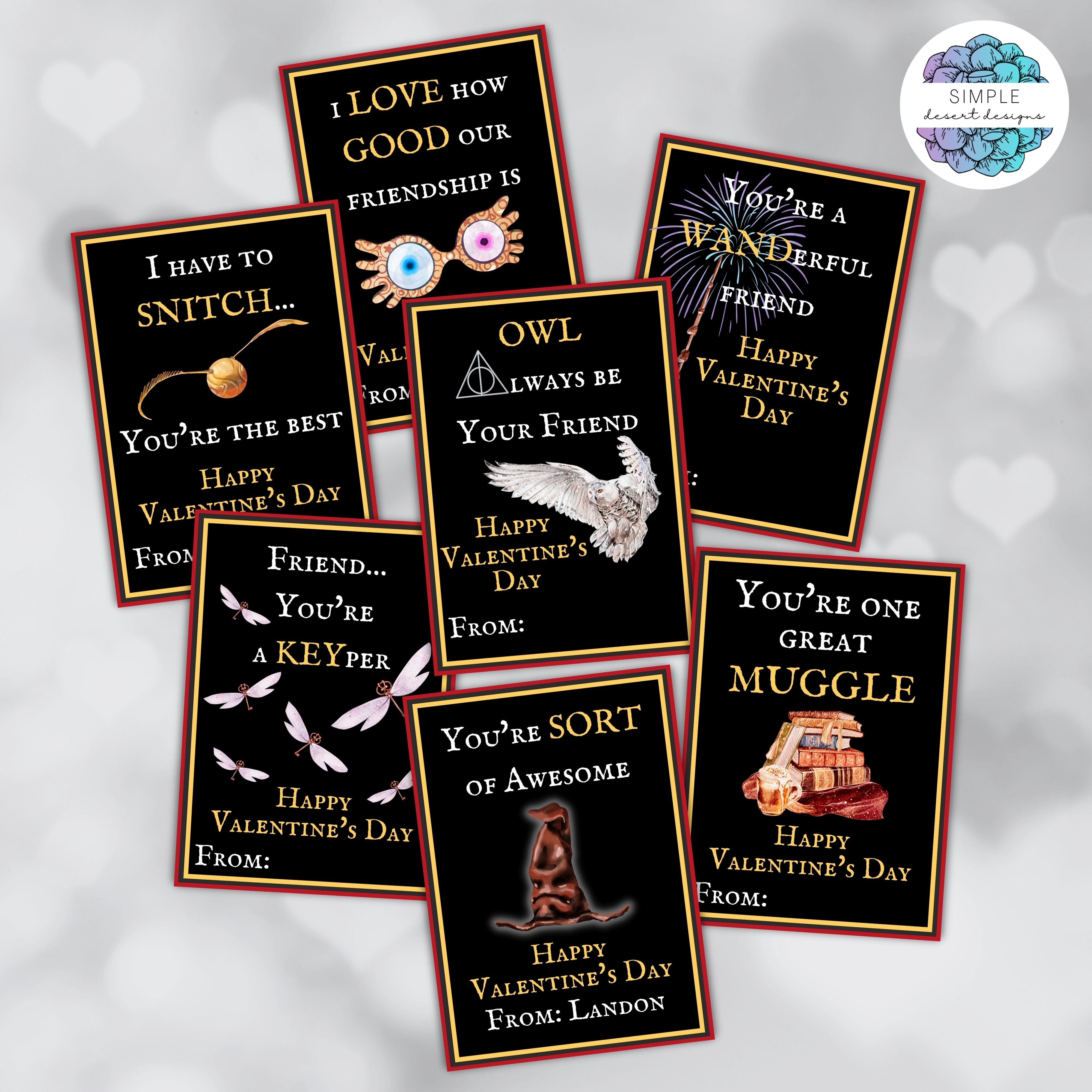 magical wizard fan valentines with owls wnads keys and hats that sort for kids and adults alike