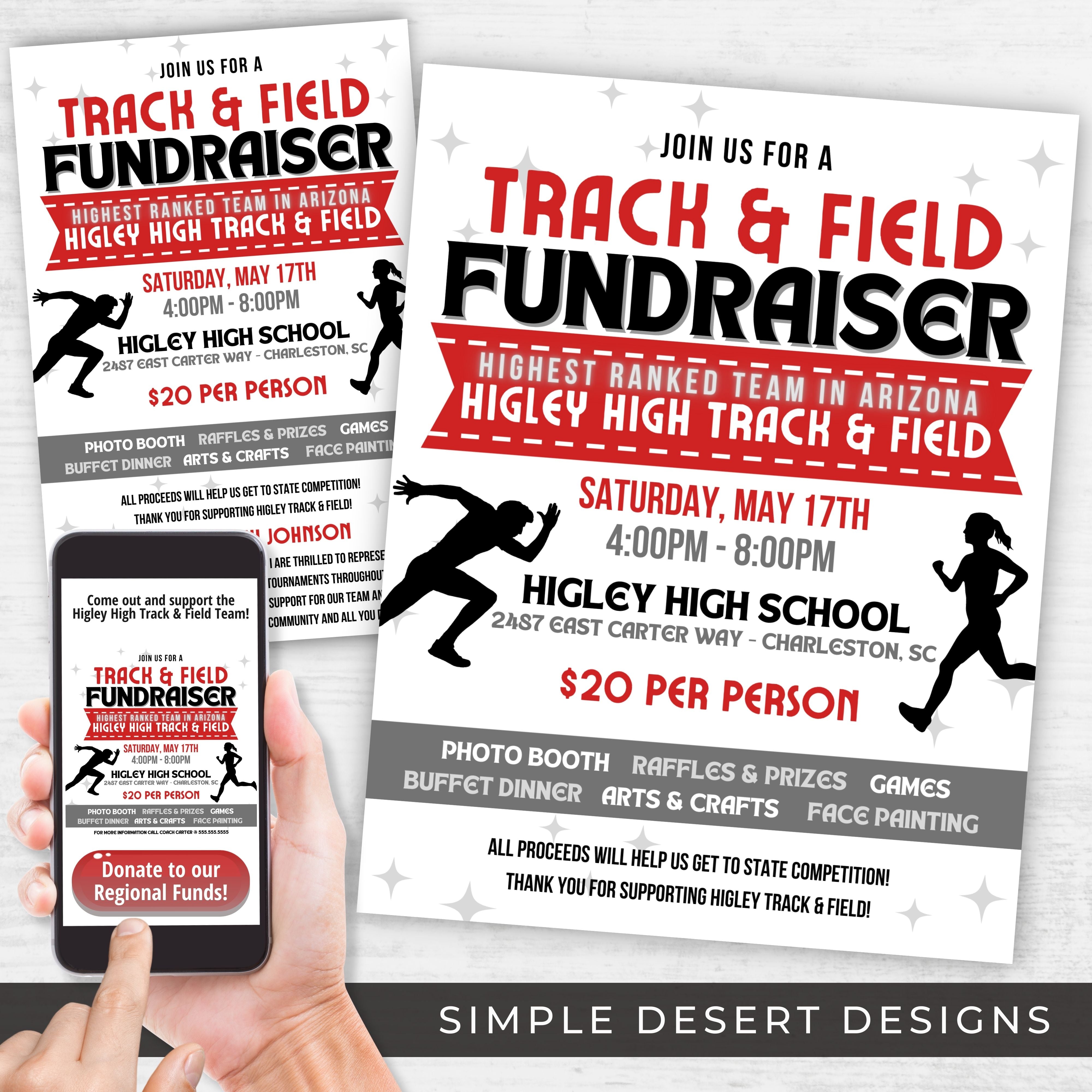 Tracking Flyer Editable Track & Field Fundraiser Flyers – Simple Desert Designs