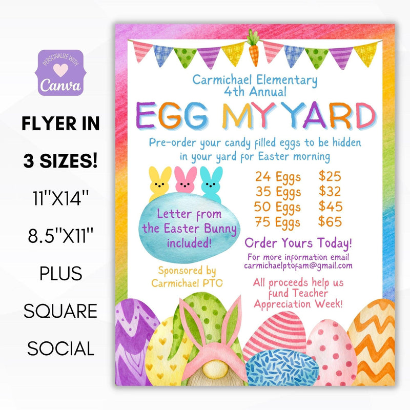 Easter egg my yard fundraiser event flyer