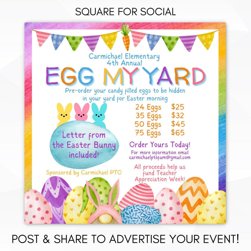 Rainbow egg my yard fundraising event