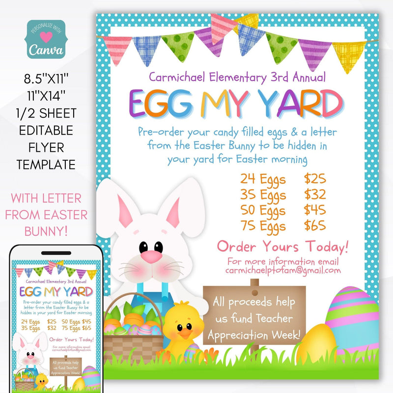 Easter egg my yard fundraiser event invitations