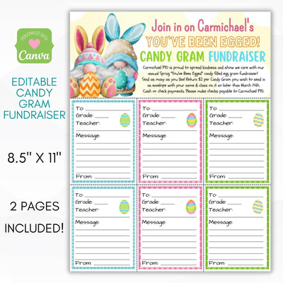 Easter you've been egged candy gram fundraiser sheet