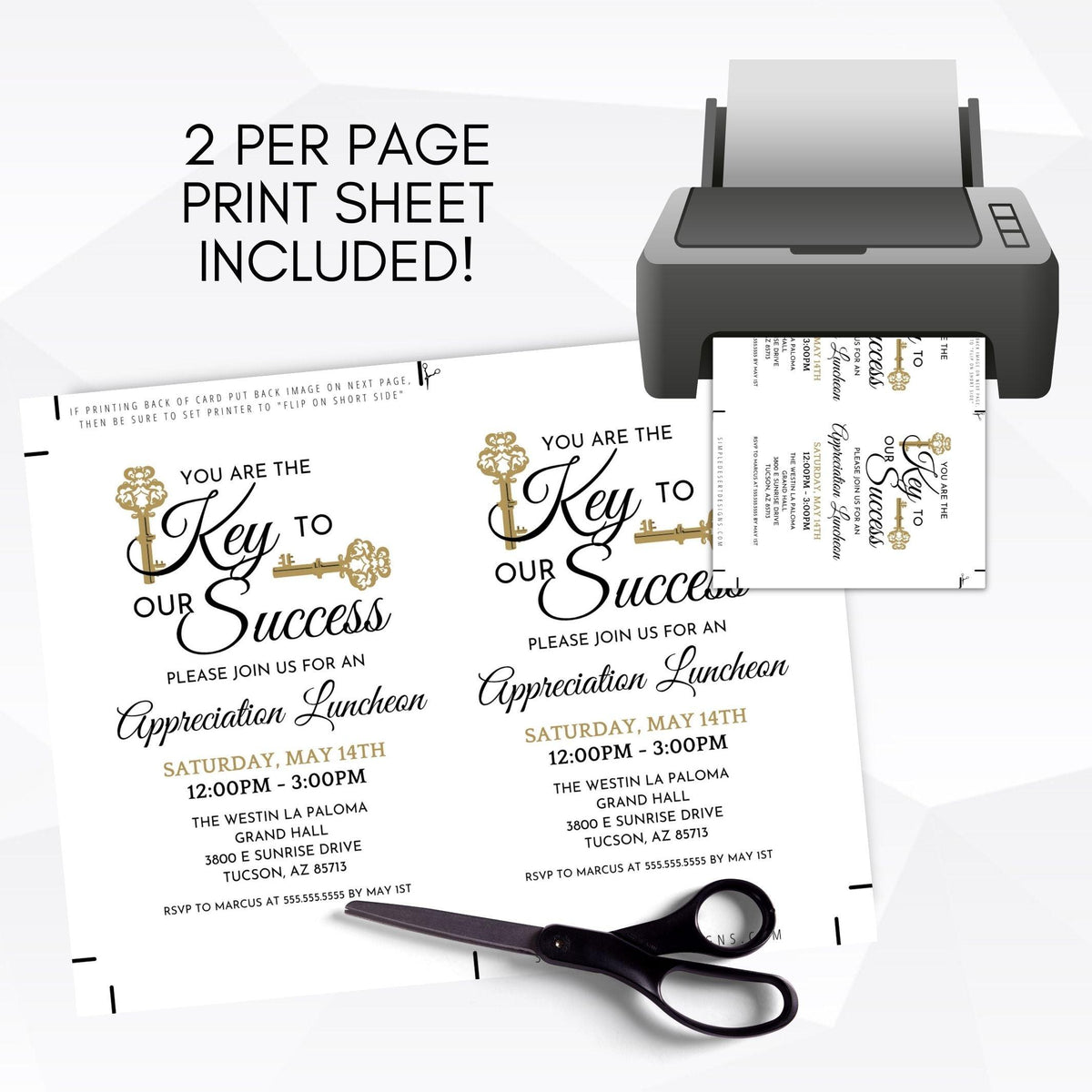 Elegant Key to Our Success Appreciation Invite – Simple Desert Designs