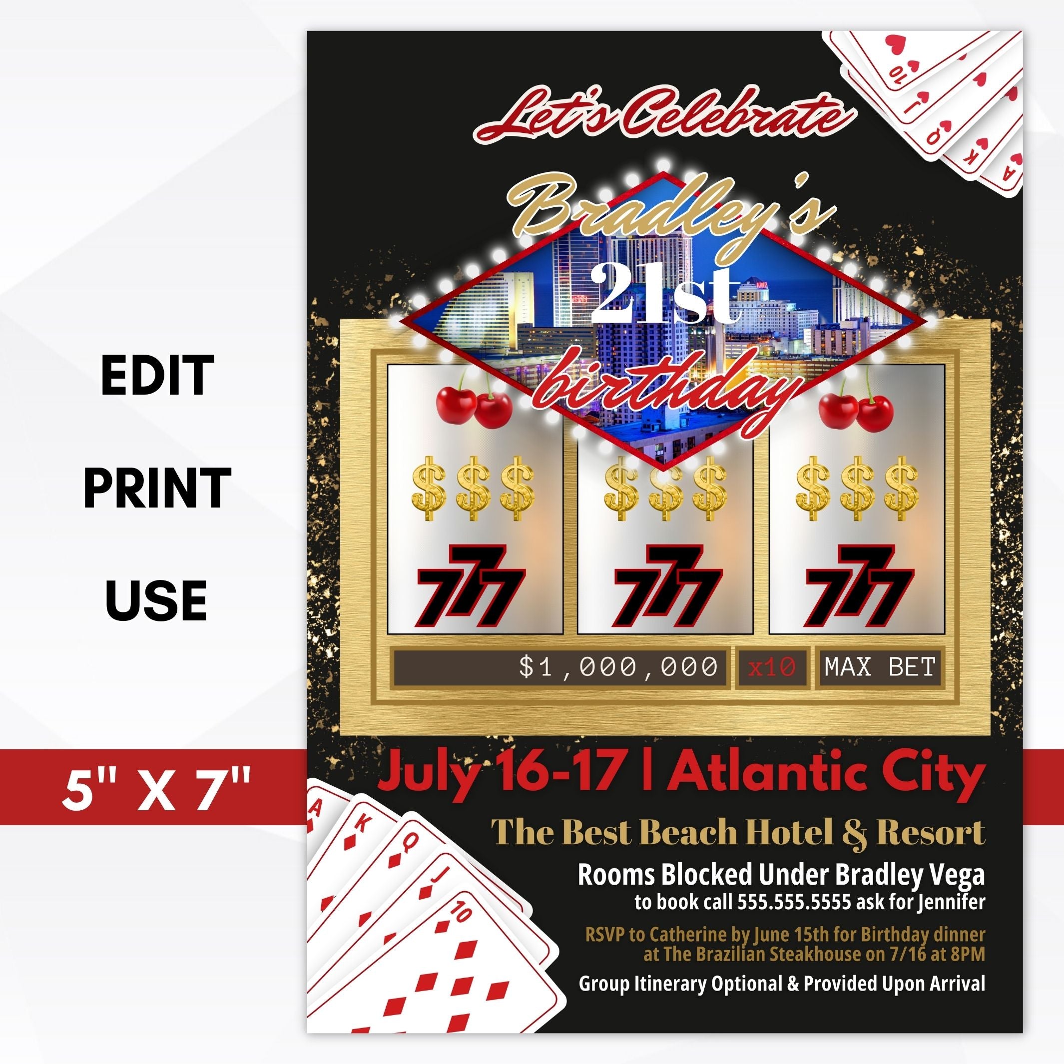 casino party invitation for any event or birthday party