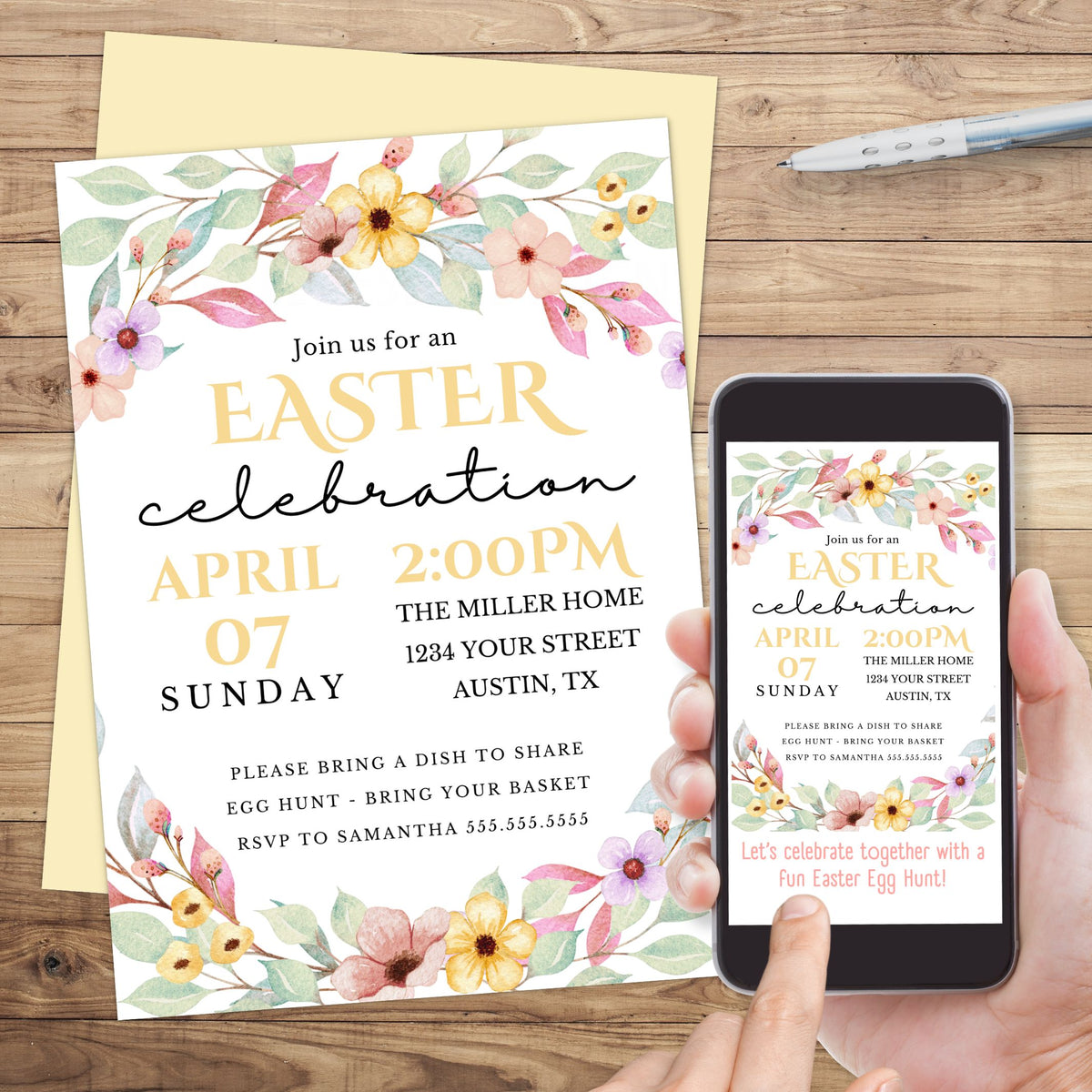 Editable Easter Brunch Invitation – Simple Desert Designs