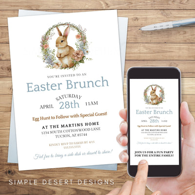 elegant watercolor easter invitation in digital and printed formats