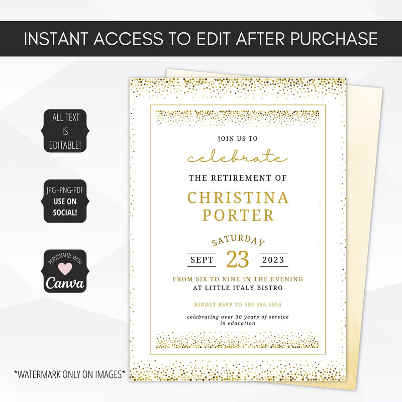 modern elegance retirement party invite