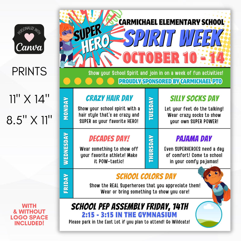 elementary spirit week flyer