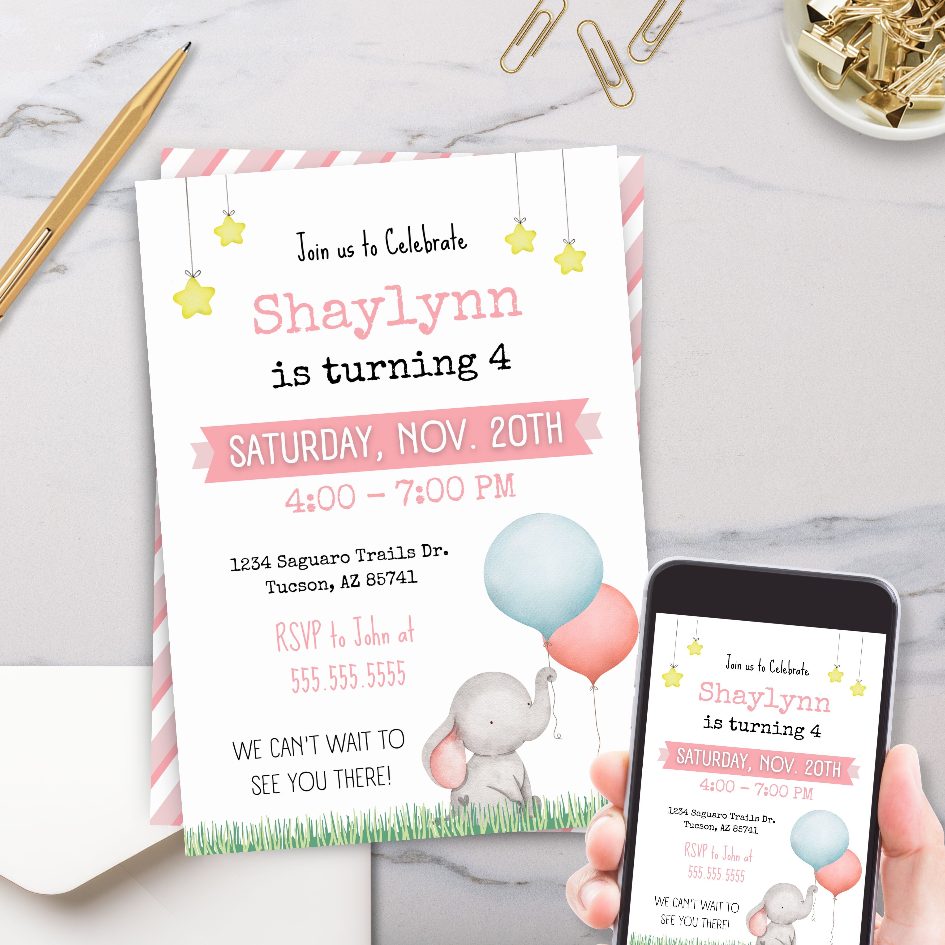 cute elephant birthday party invitations for any age party ideas or baby shower invites