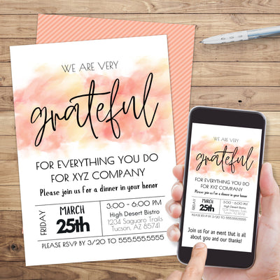 modern bright happy theme employee appreciation party invitation digital and printed