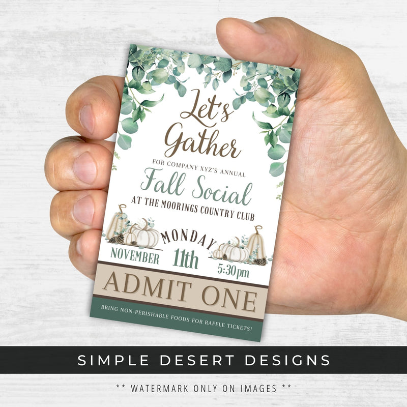 elegant white pumpkin fall ticket templates