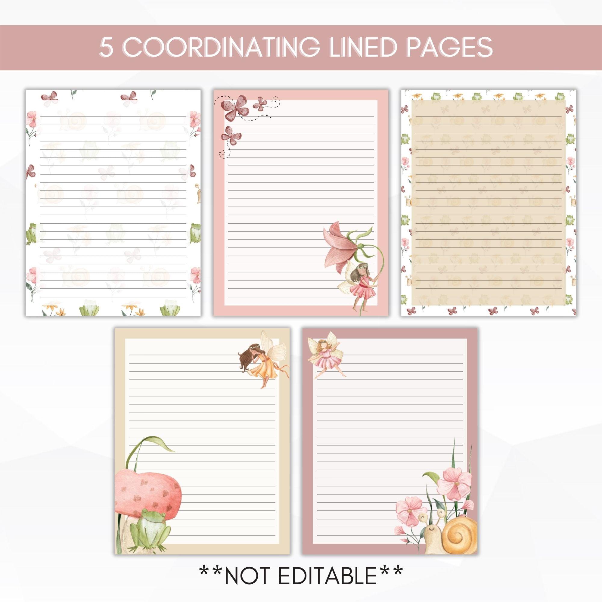 garden fairy lined stationery set