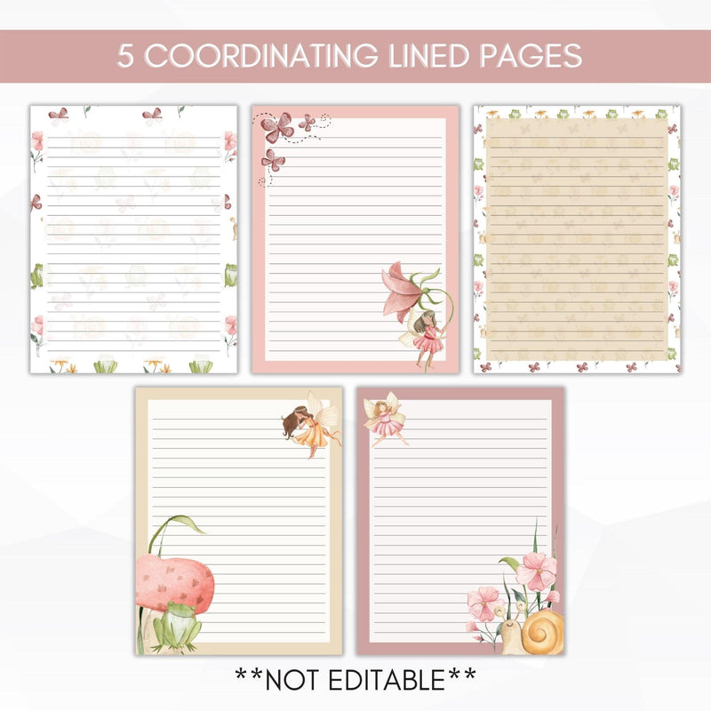 garden fairy lined stationery set