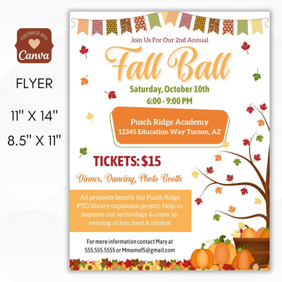 fall ball flyer for school dance