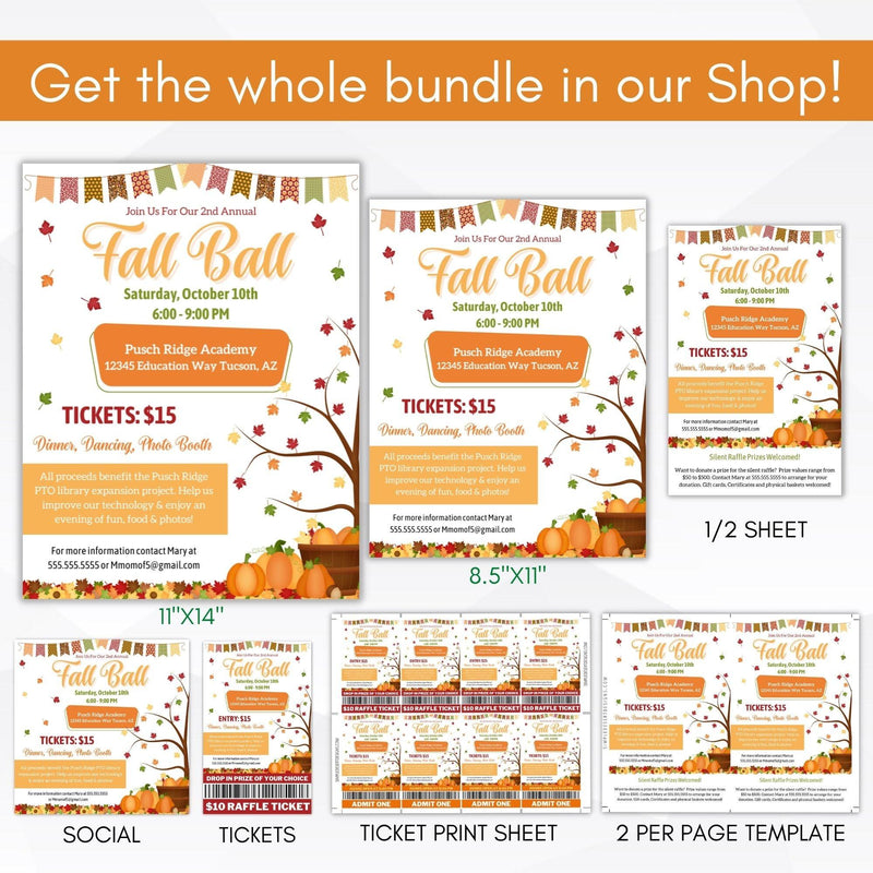 editable printable fall ball flyer