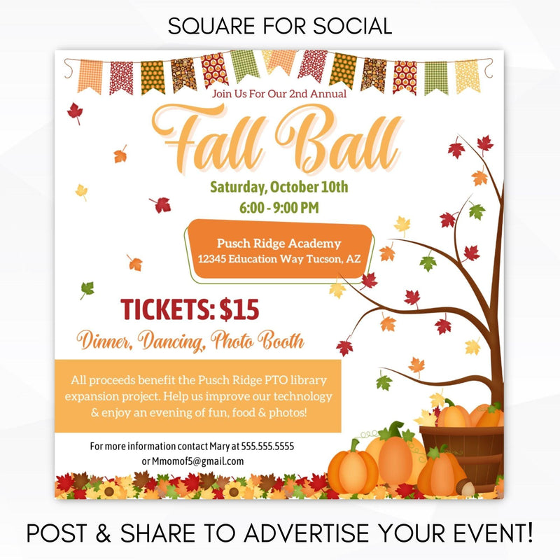 editable social media template school dance flyer