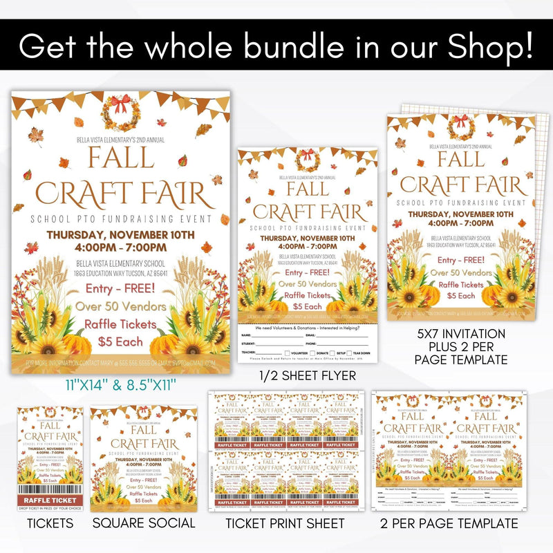 fall arts and crafts fair flyer sign poster set