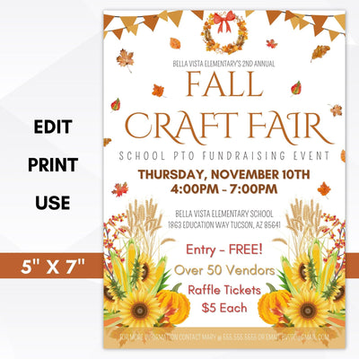 editable fall craft party invitation printable template