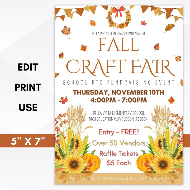 editable fall craft party invitation printable template