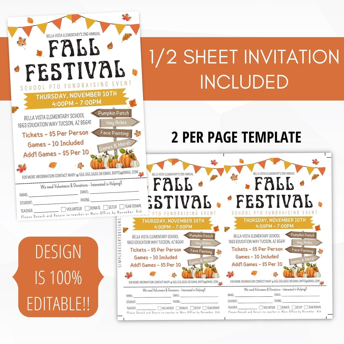Fall Festival Flyer Sign Ticket Bundle - Simple Desert Designs