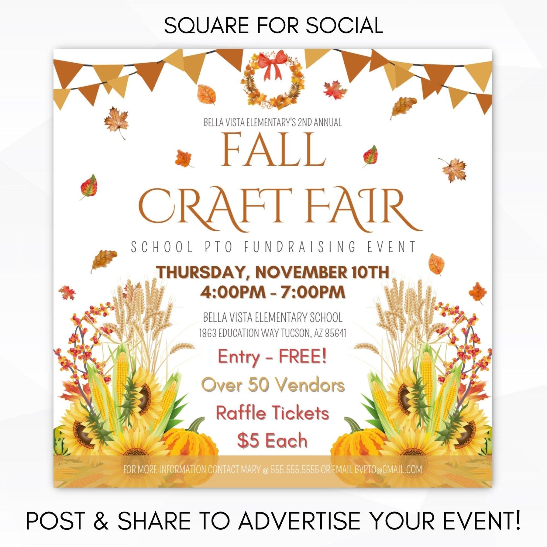 Fall Fest Tickets Fall Leaves Festival Flyer Invite Ticket – Simple Desert Designs