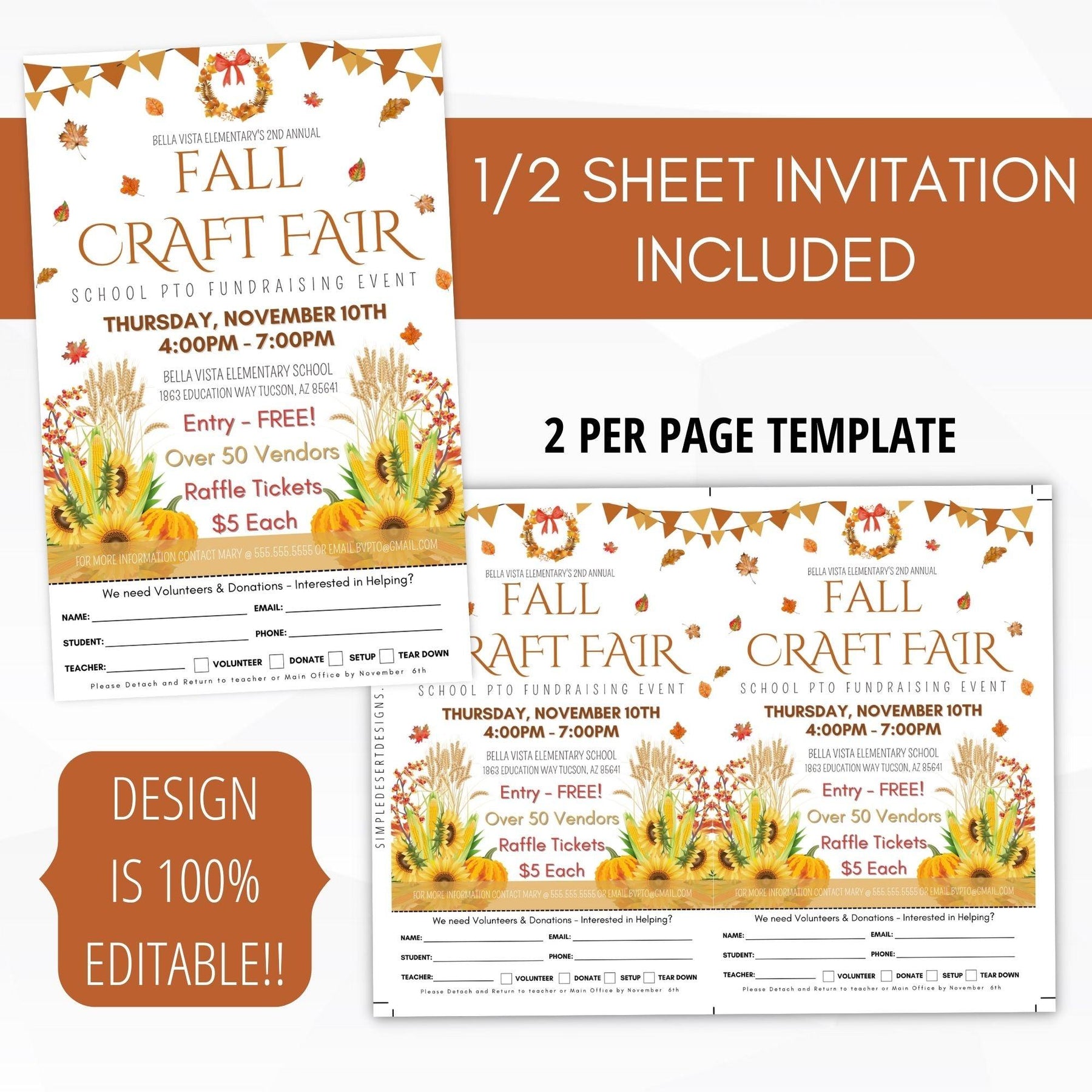 Fall Fest Tickets Fall Leaves Festival Flyer Invite Ticket – Simple Desert Designs