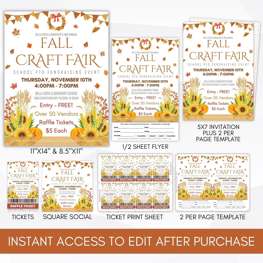 Fall Craft Fair Flyer Ticket Bundle - Simple Desert Designs