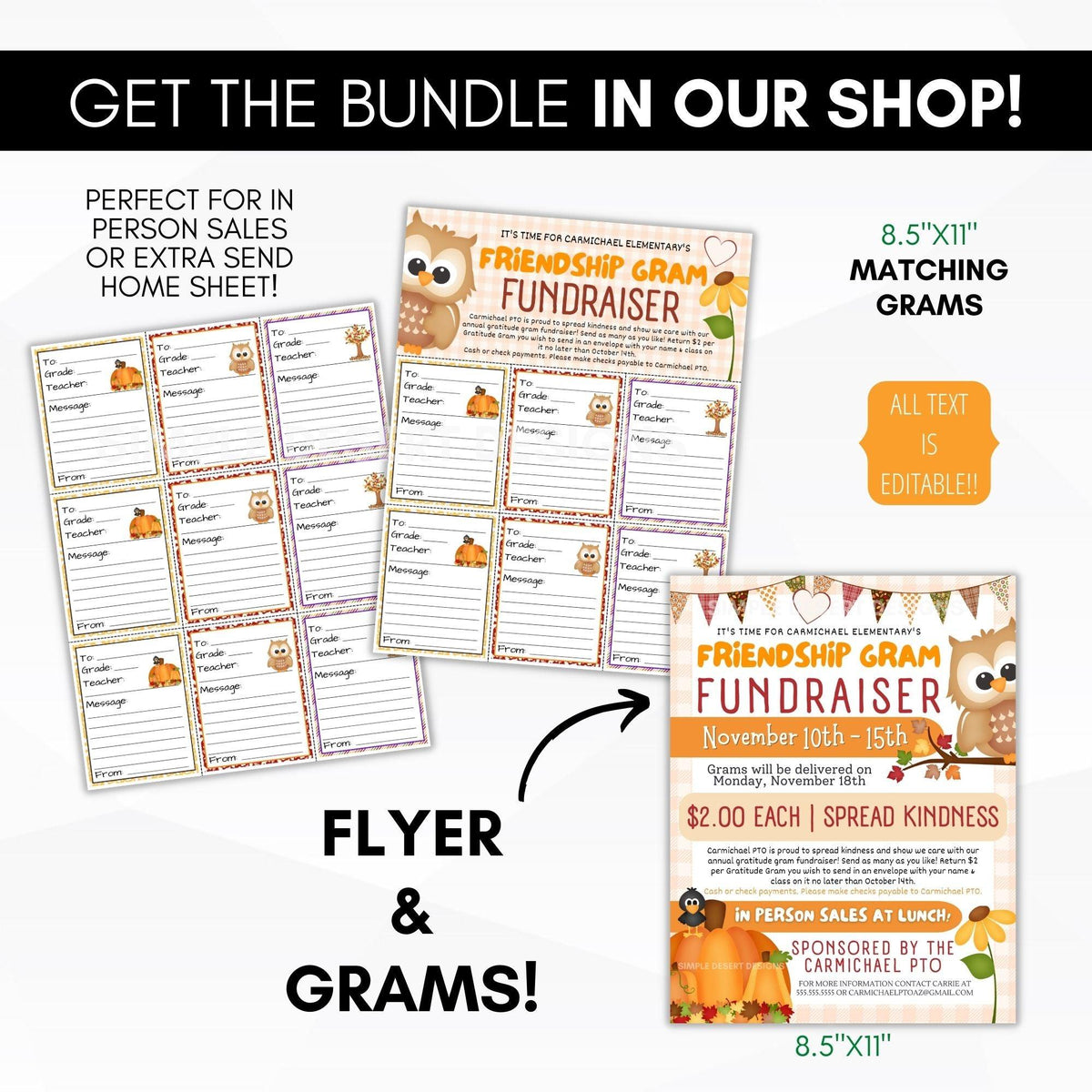 Fall Friendship Gram Flyer Template - Simple Desert Designs