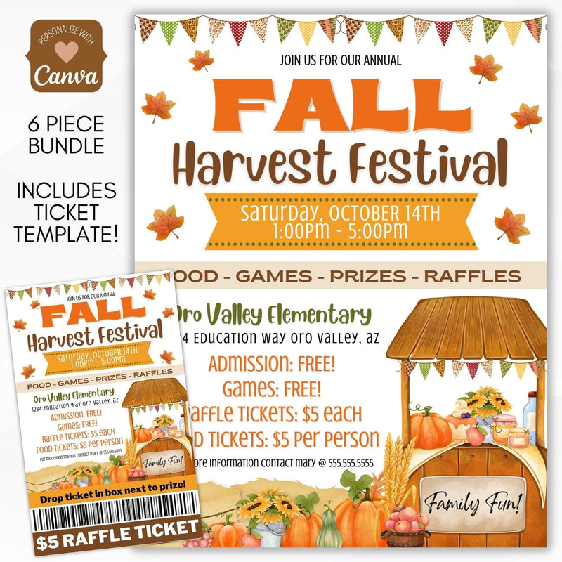 Answer Tickets Fall Fall Harvest Festival Flyer Ticket Bundle – Simple Desert Designs
