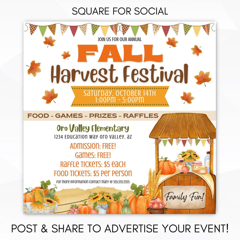 Entry Ticket Fall Fall Harvest Festival Flyer Ticket Bundle – Simple Desert Designs
