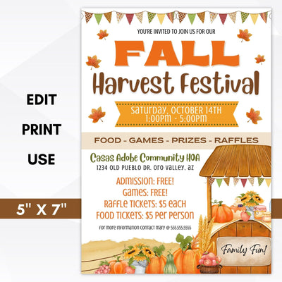 Editable Fall Harvest Festival Invitation
