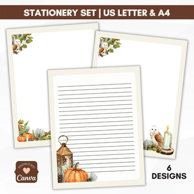 fall harvest stationery journal paper lined and unlined