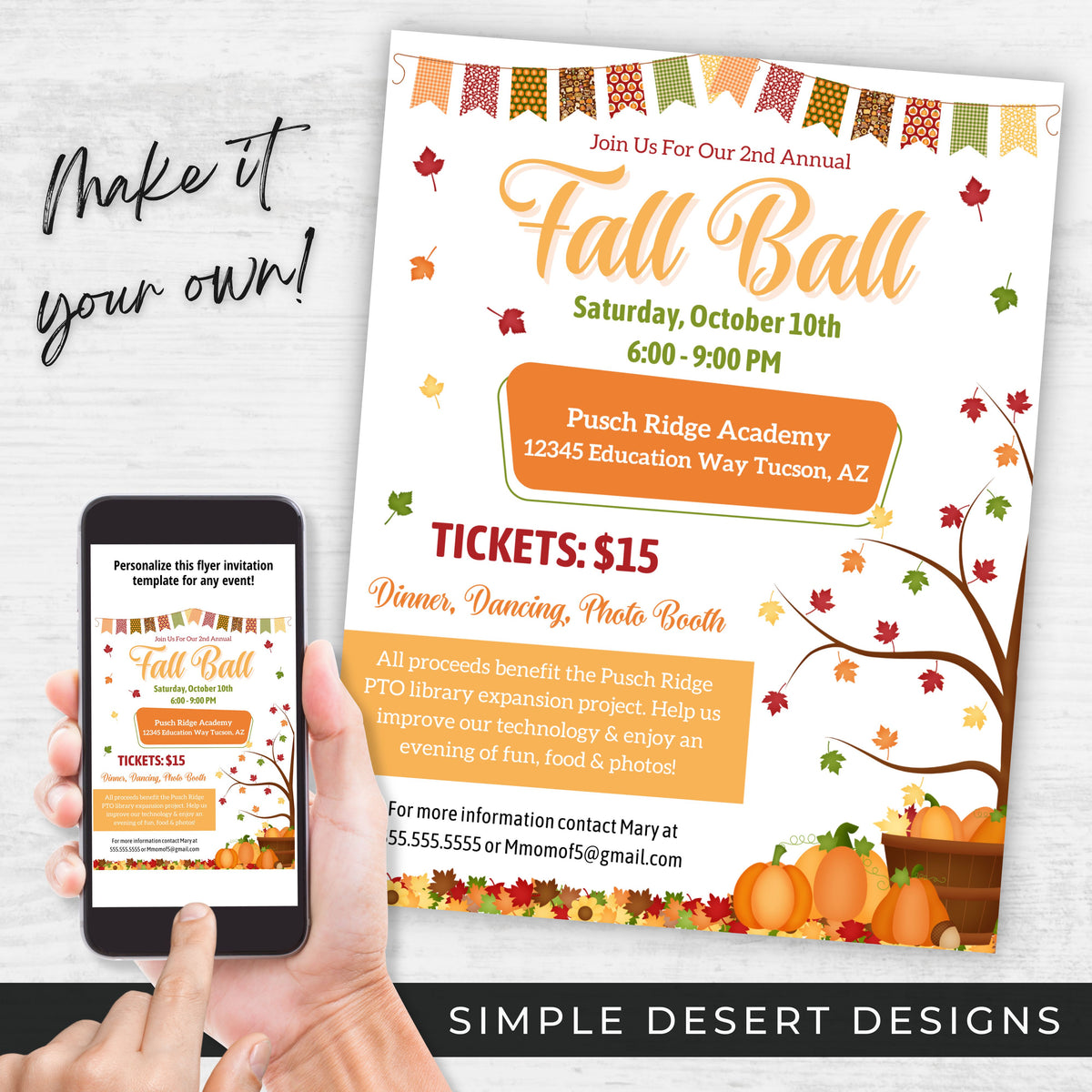 Fall Ball Flyer Template - Simple Desert Designs