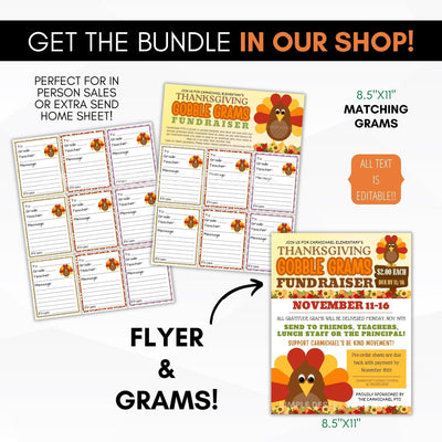 Fun and colorful fall theme thanksgiving gobble grams for school or church fundraiser events.