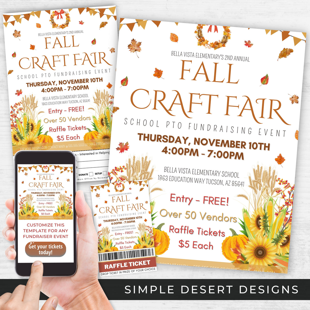 Fall Craft Fair Flyer Ticket Bundle - Simple Desert Designs