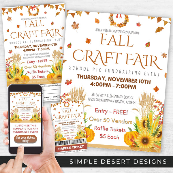 Fall Craft Fair Flyer Ticket Bundle - Simple Desert Designs