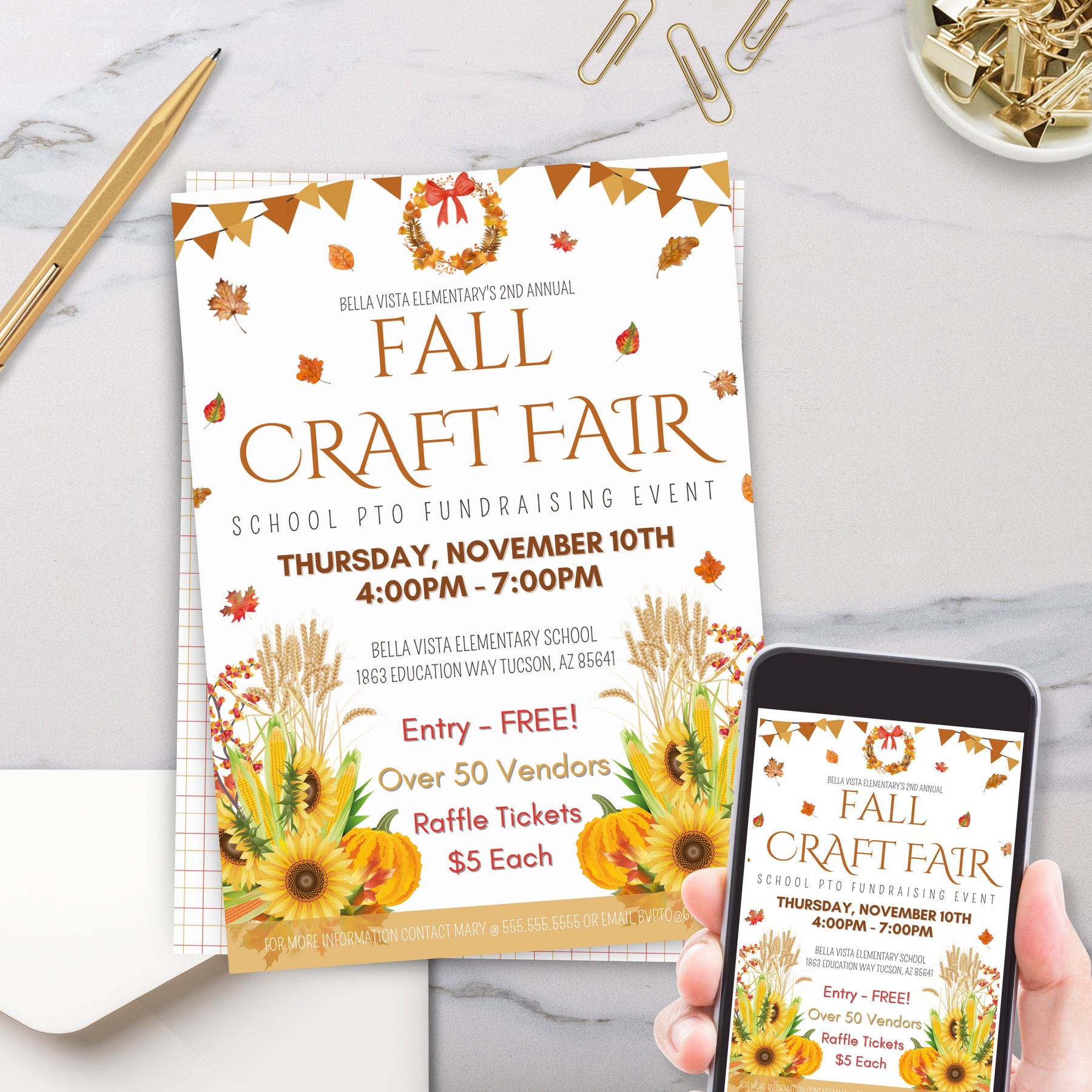 Editable Fall Craft Party Invitation – Simple Desert Designs