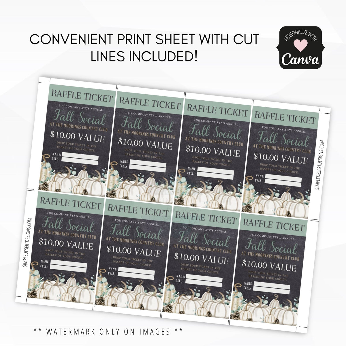 Blank Fall Raffle Card Fall Festival Raffle Ticket Template - Simple Desert Designs