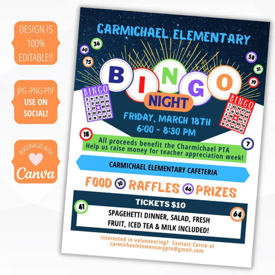 bingo invitation template editable template