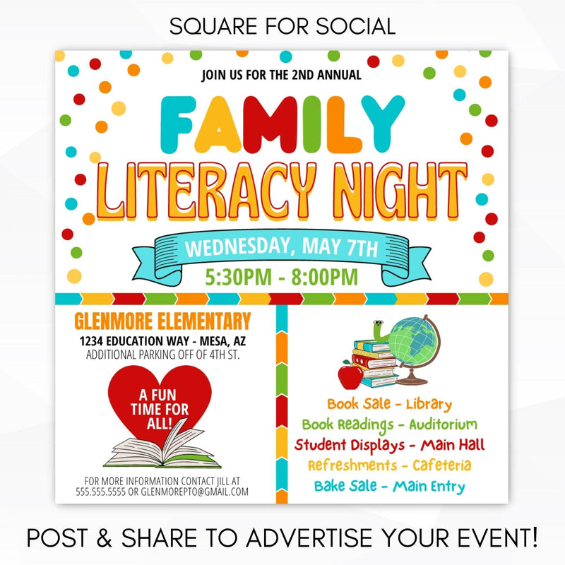 community school pto church book fair invitation flyer set editable printable digital download