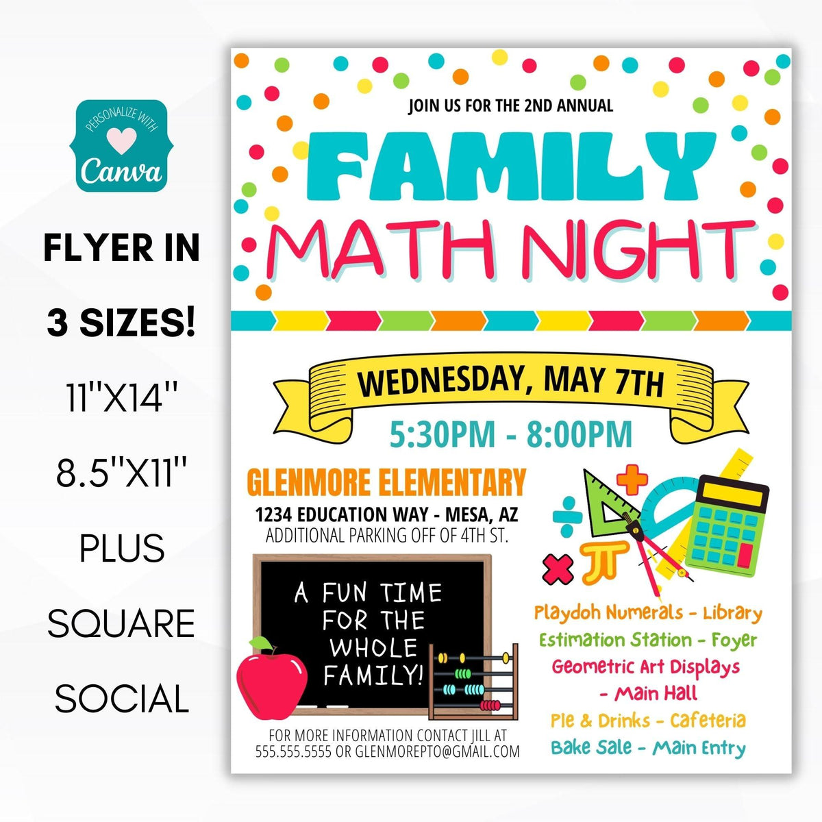 Family Math Night Flyer Template Set – Simple Desert Designs